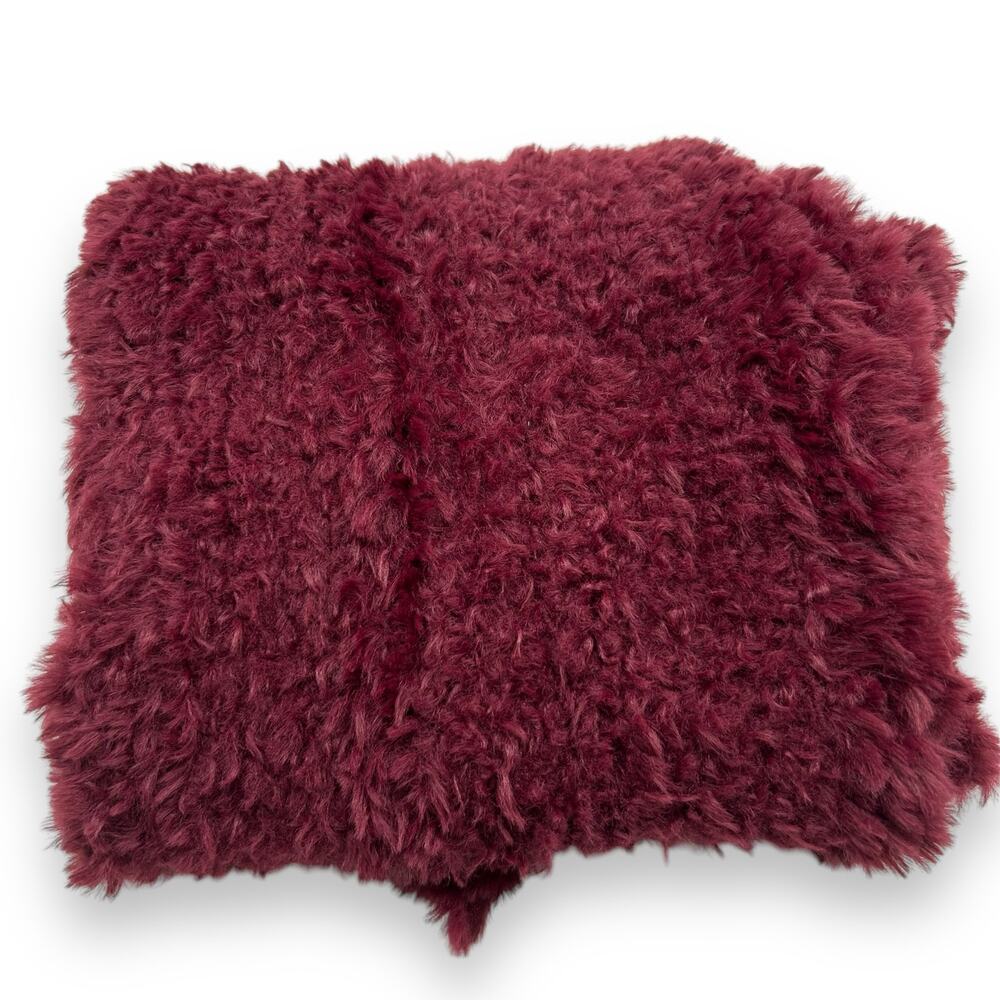 NEW INC International Concepts Red Fluffy Faux Fur Scarf Maroon Burgundy  Macy - Picture 3 of 16